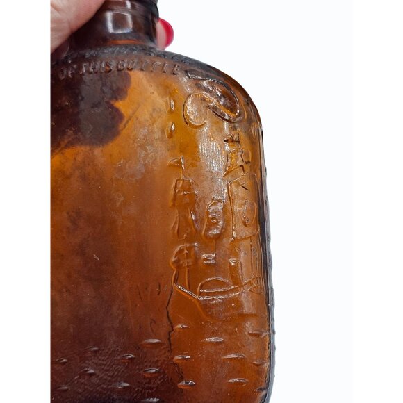 Pair Vtg Half Pint Embossed Colonial Graphics Brown Whiskey Bottle  Federal Law - Picture 6 of 10